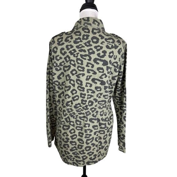 Ellison NWT Sage Green Leopard Longline Oversized Utility Lightweight Jacket - Picture 3 of 14